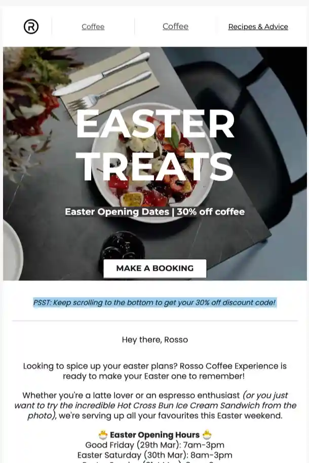 Rosso Email Easter Eats